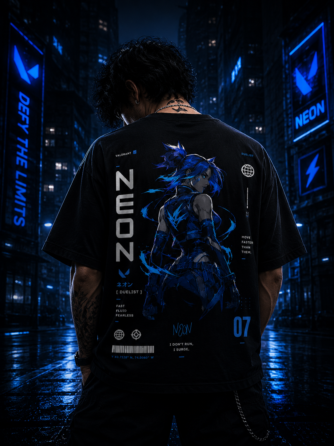 Neon Valorant Inspired Oversized T-Shirt | The Gamers Fit