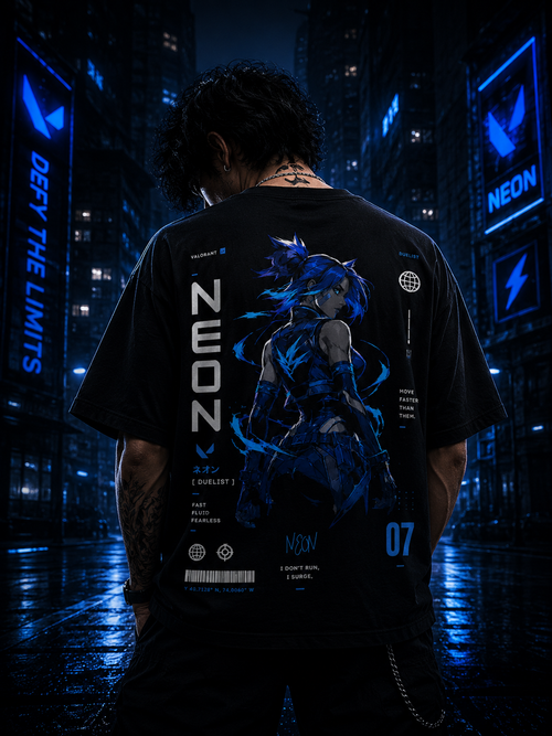 Neon Valorant Inspired Oversized T-Shirt | The Gamers Fit